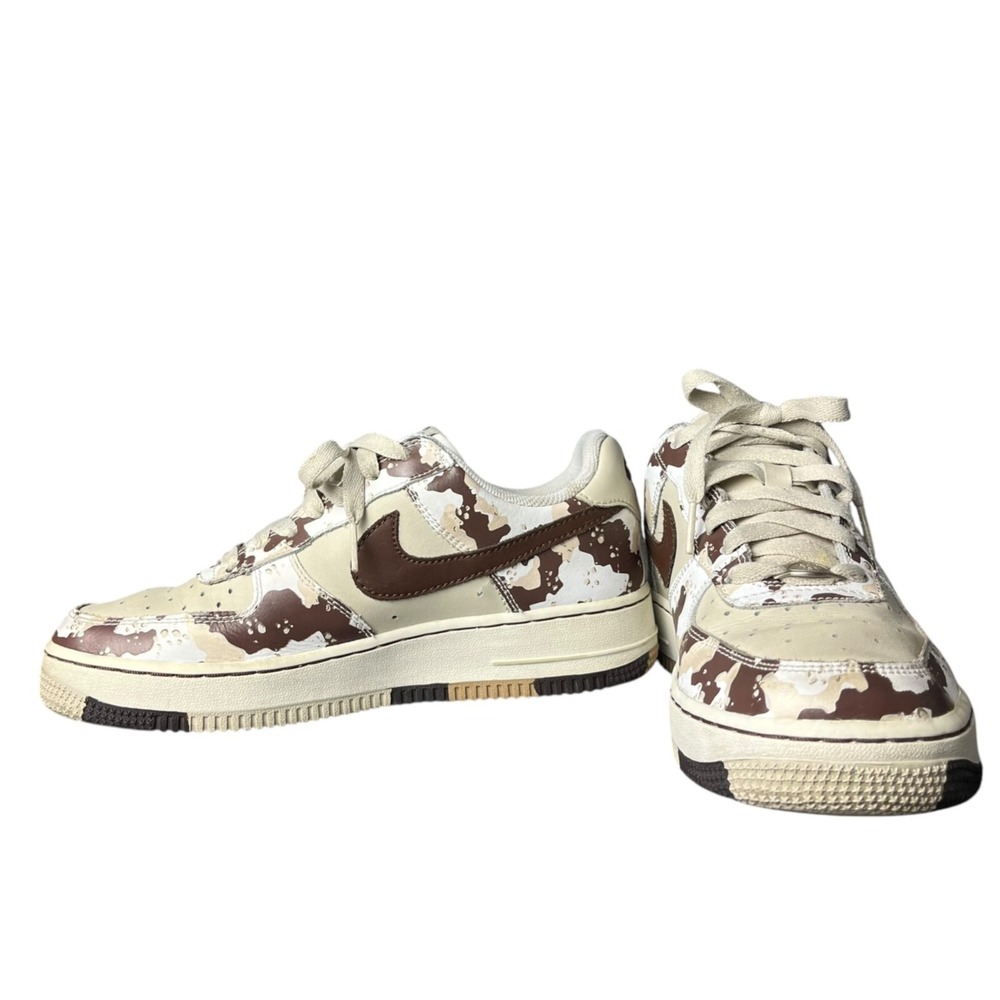 Nike Air Force 1 Low Cow‎ Print Brown Tan White Kids Sneakers DV1358-200 Sz 6Y